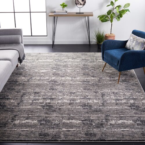 Williston Forge Fowler Power Loom Black/Gray Rug & Reviews | Wayfair