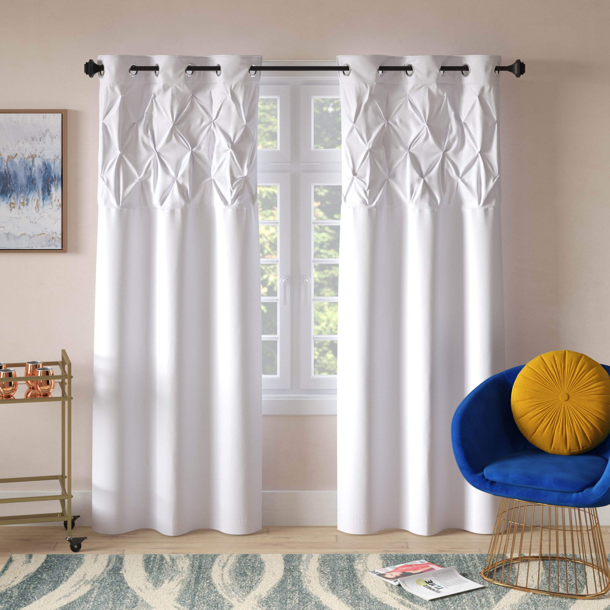 Three Posts Stockbridge Pintuck Solid Color Opaque Grommet Curtain