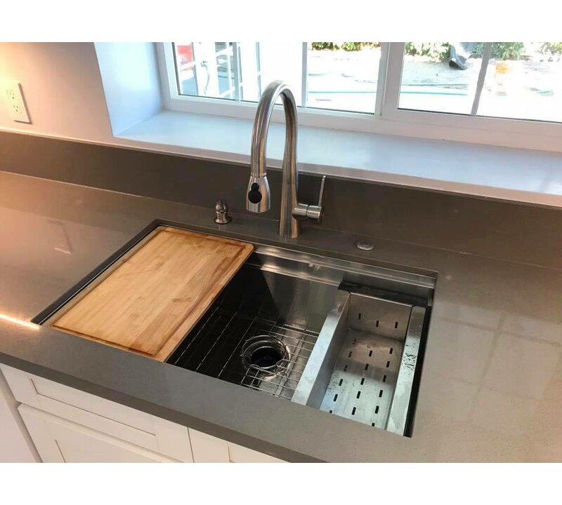 32 X 20 Undermount Kitchen Sink With Sliding Cutting Board And Colander