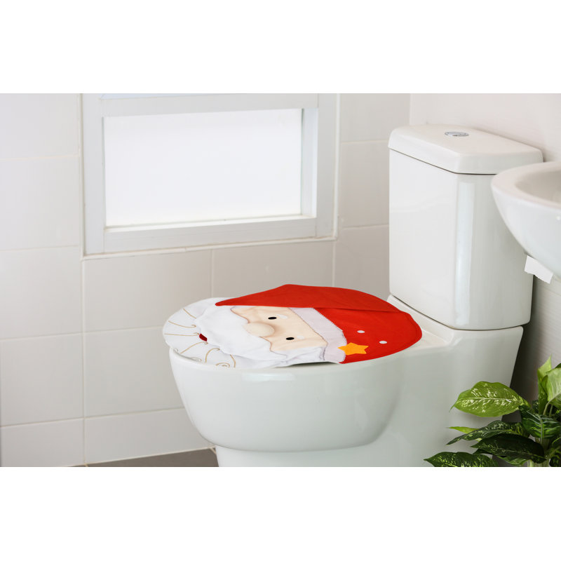 The Holiday Aisle Santa Xmas Toilet Seat Cover Fabric Toilet Seat Cover Wayfair