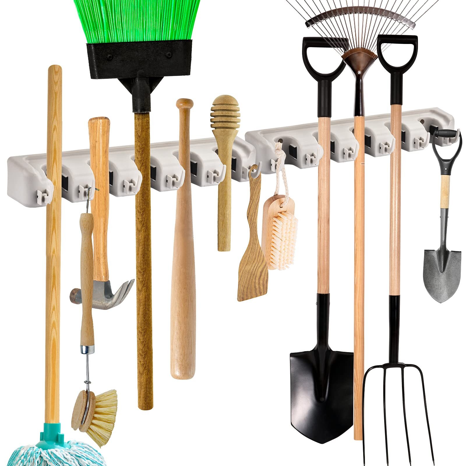 Kitchen Mop Broom Holder Wall Mounted  Organizer Brush Storage Hanger Rack Tool
