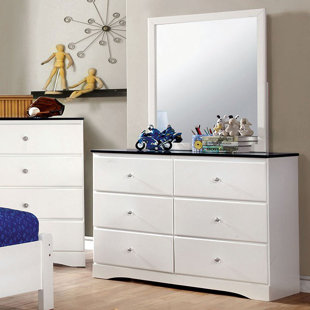 Go to store & view more images A&J Homes Studio Diane 6 Drawer Double Dresser with Mirror
