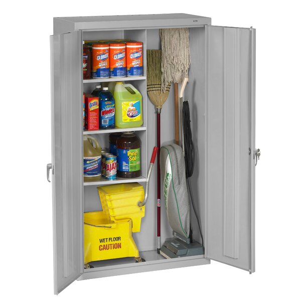 mop and broom storage cabinet | wayfair