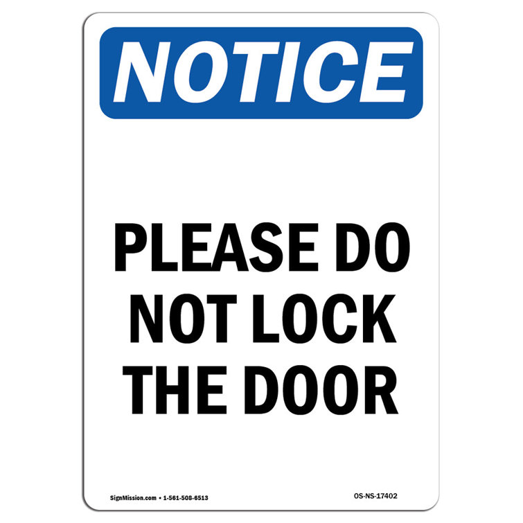 SignMission Please Do Not Lock The Door Sign | Wayfair