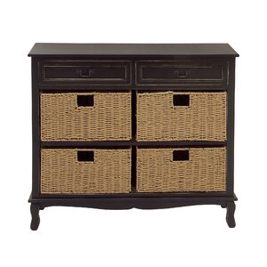 2 Drawer Wood Seagrass Dresser