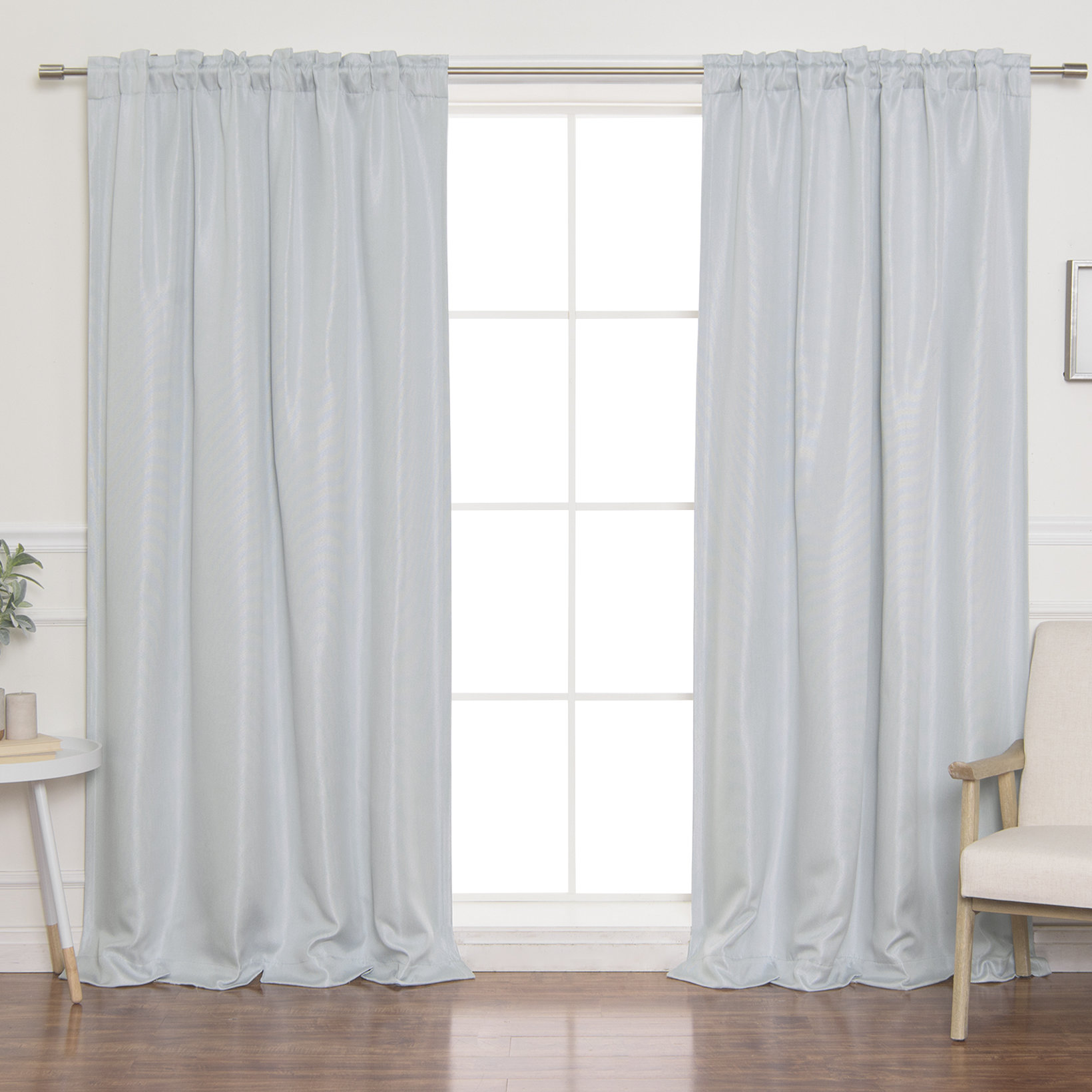Gracie Oaks Vicenta Basketweave Faux Linen Solid Blackout Back Tab