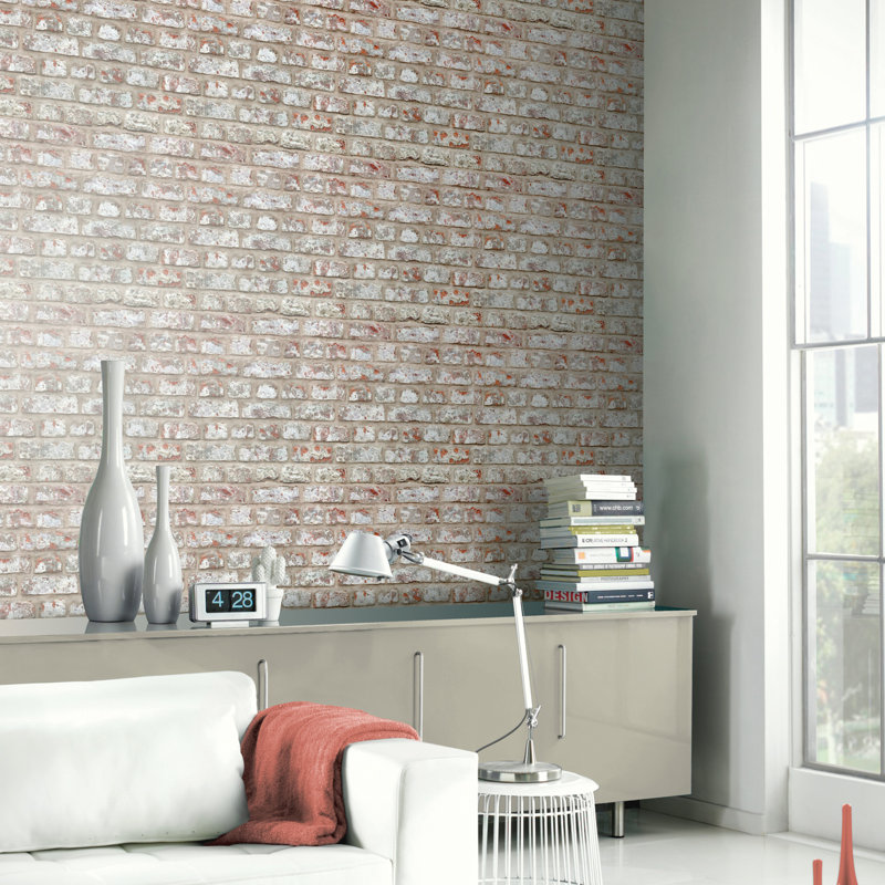 Millwood Pines Lovitz Rustic 33 5 X 22 Brick Wallpaper Roll Reviews Wayfair