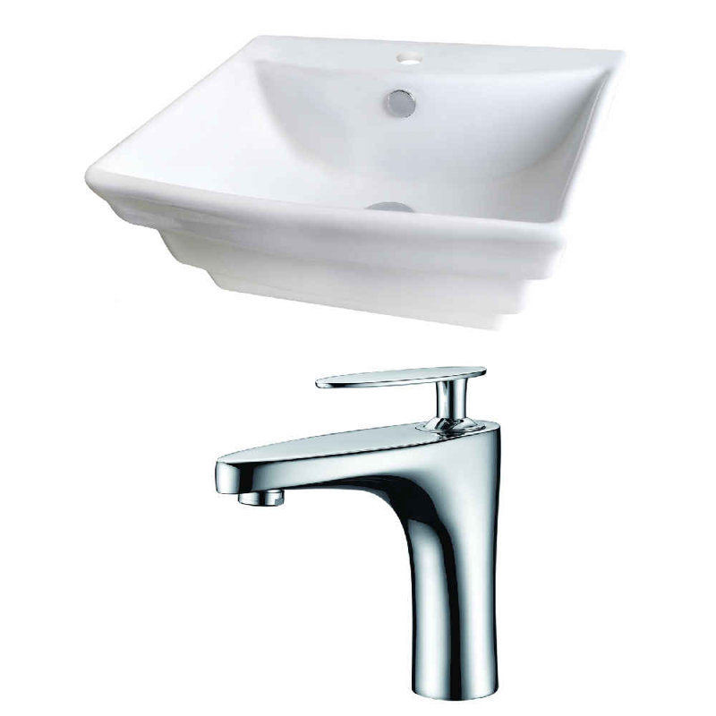 Royalpurplebathkitchen Above Counter Ceramic Rectangular Vessel Bathroom Sink With Faucet And Overflow Wayfair