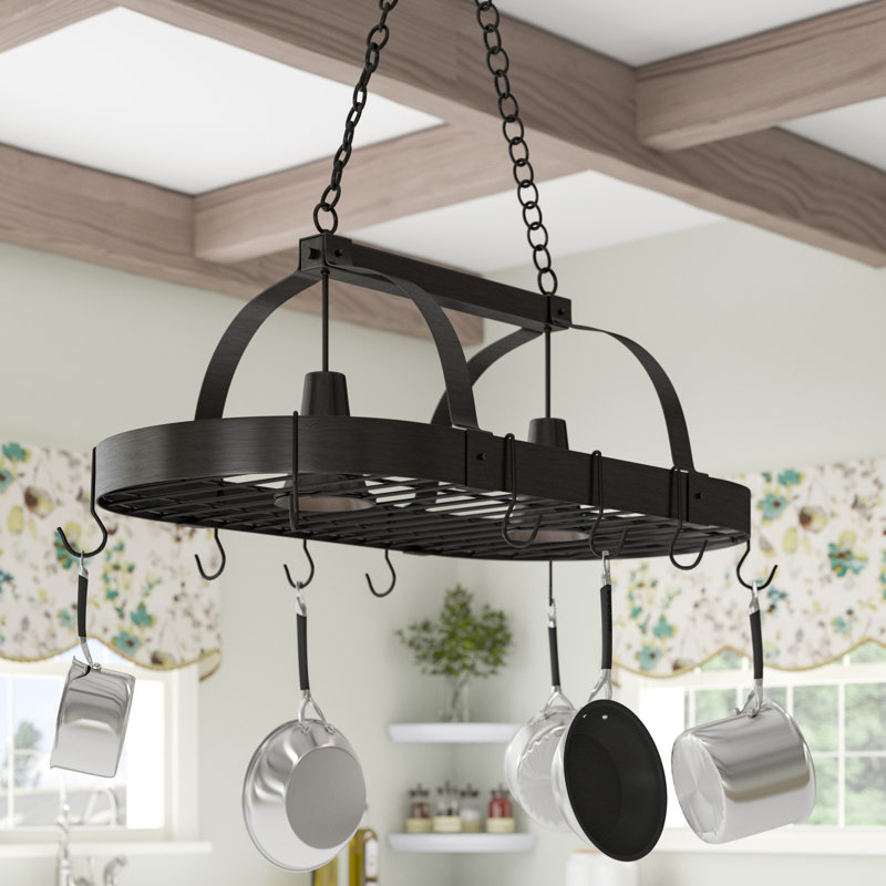 Prep & Savour Acuna 2-Light Kitchen Hanging Pot Rack & Reviews | Wayfair