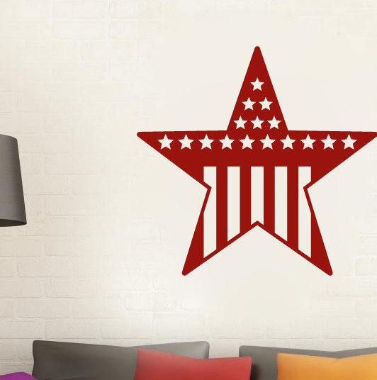 August Grove Bracey Country Stars And Stripes Barn Star Vinyl Wall