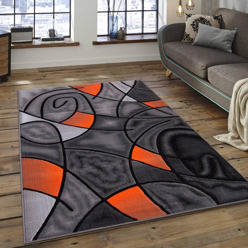 Allstar Rugs Orange Gray Area Rug Reviews Wayfair Orange Gray Area Rug