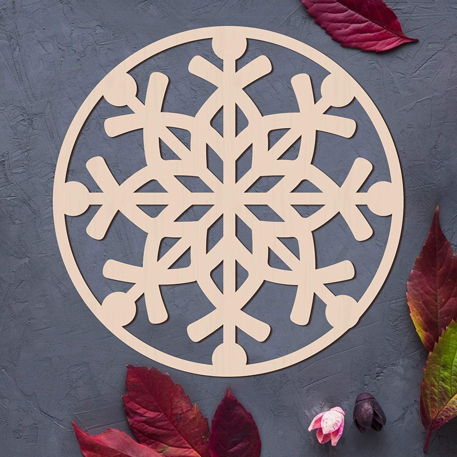 Wooden Christmas Geometric Set of 4 Snowflakes Wall Decor Wood Wall Art Home Decor Figure Ornament Hanging Gift