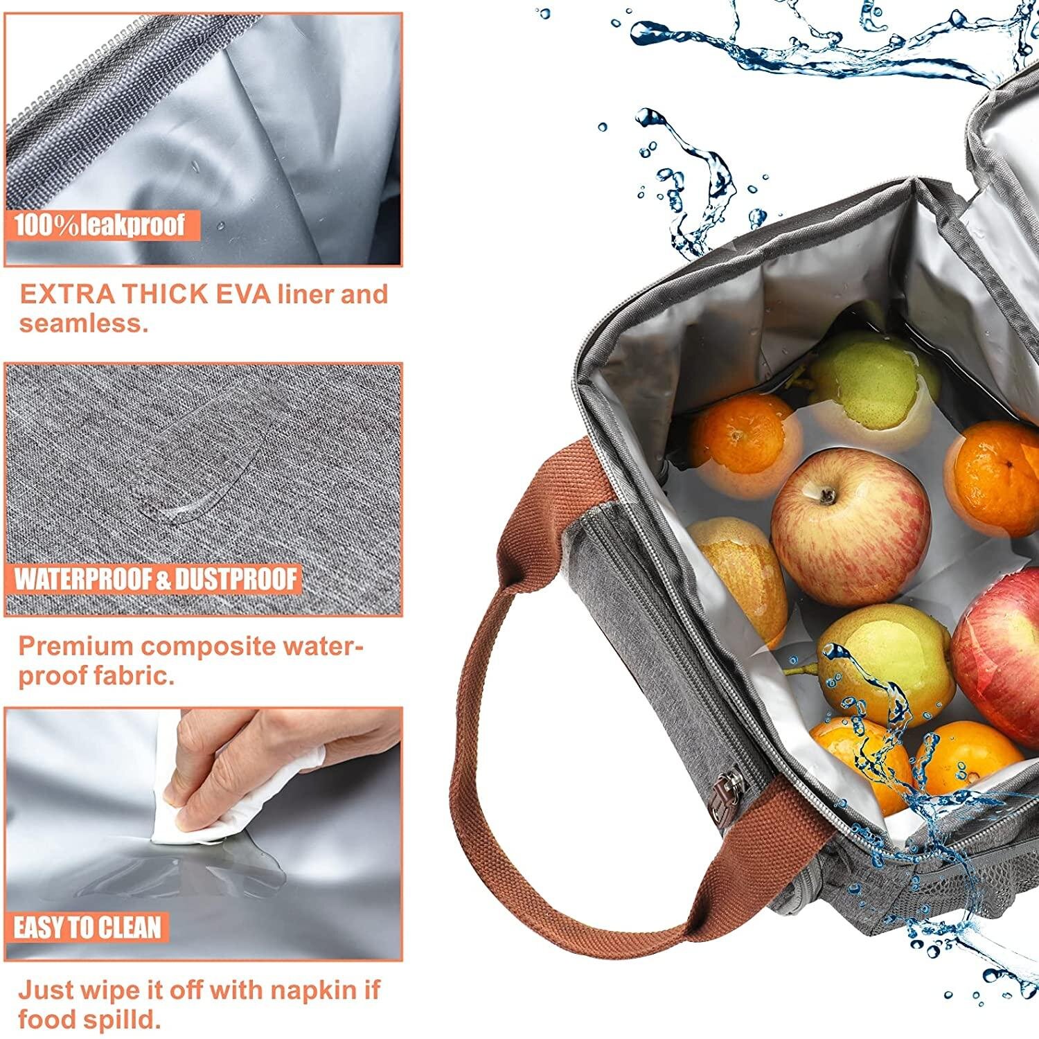 Imitation Rattan Woven Bento Box Durable Waterproof Insulated Lunch Bag 