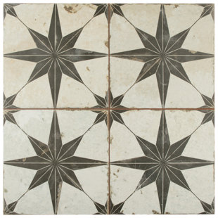 Royalty Ceramic Tile Wayfair Royalty Estrella 17 63 X Ceramic Patterned Tile In Off White Black