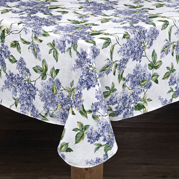 Springtime Floral Paisley with Butterflies Vinyl Flannel Back Tablecloth 60" Rd 