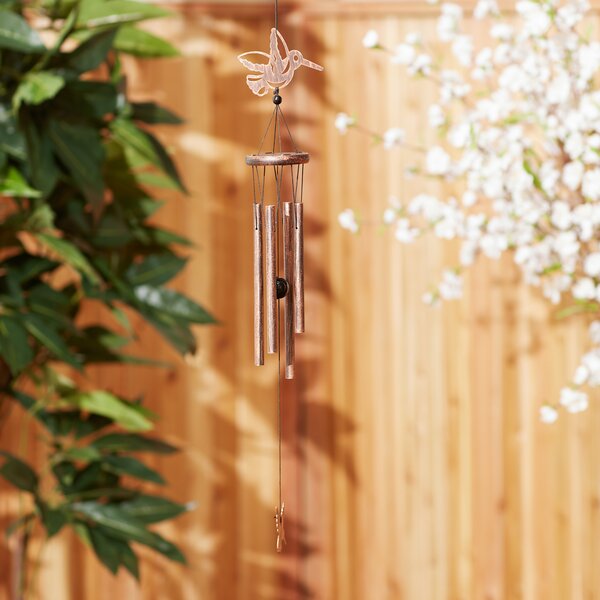 5 Ring Metal And Acrylic Clear Humming Bird  Wind Chime 