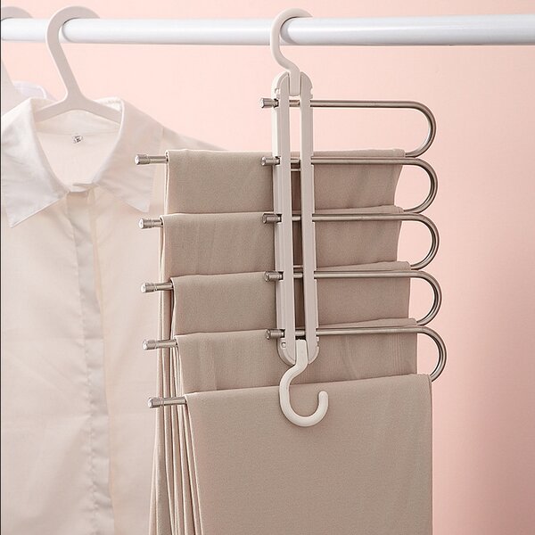 White Harbour Housewares Wooden Trouser Hangers with Multi Bar Pack of 10
