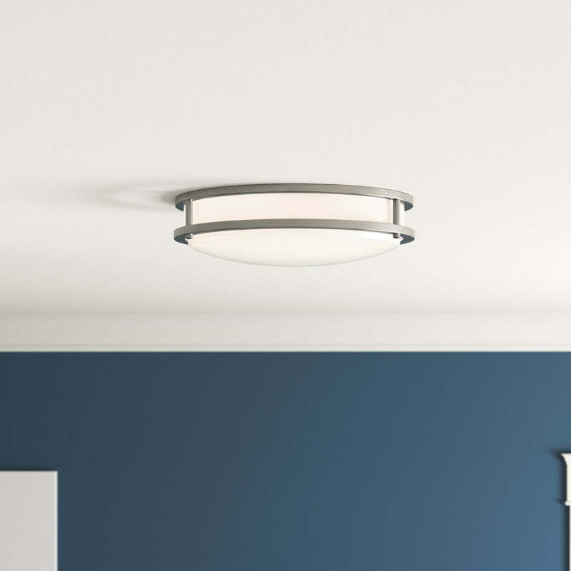 Arjit 1-Light LED Flush Mount Fixture Finish: Brushed Nickel, Size: 3.82" H x 12" W x 12" D