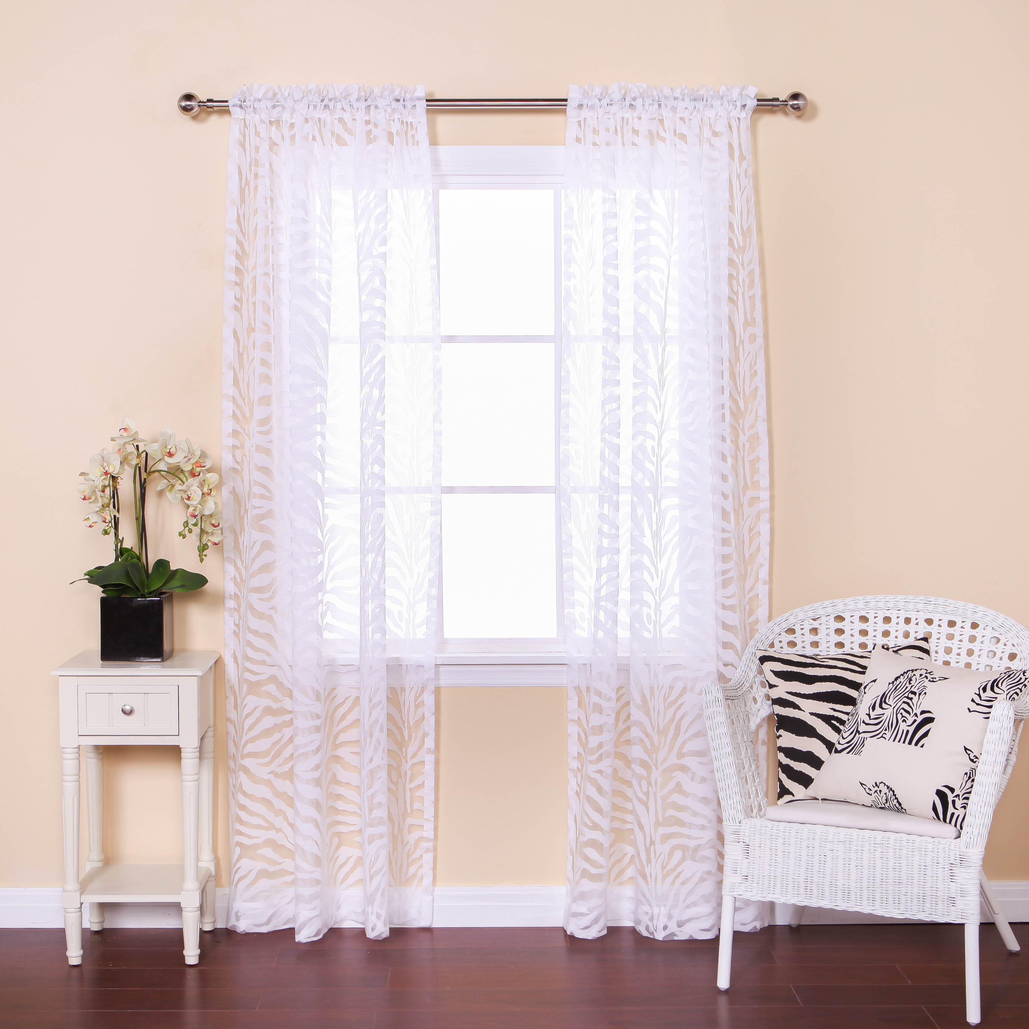 Best Home Fashion Inc Zebra Burnout Animal Print Sheer Rod Pocket Curtain Panels Wayfair 