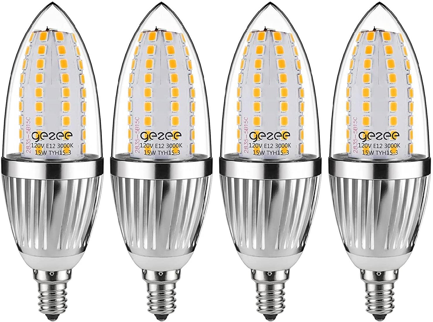 Non-Dimmable 100-Watt Light Bulbs Equivalent, GEZEE  LED Candelabra Bulb 