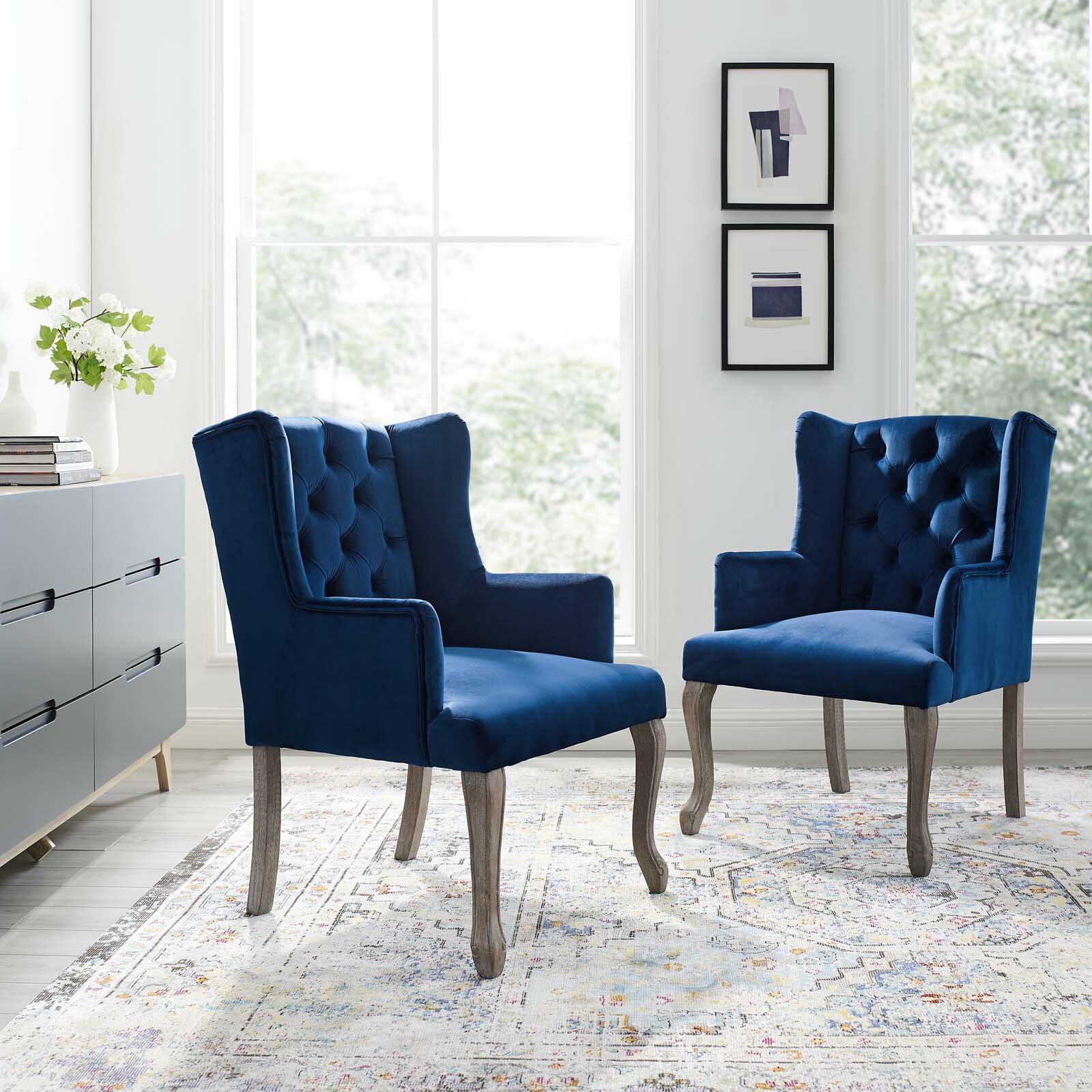 navy blue wingback dining chair