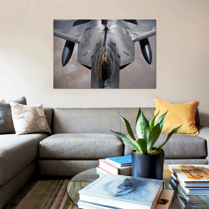 F 22 Raptor Is Refueled By A Kc 10a Extender Photographic Print On Canvas