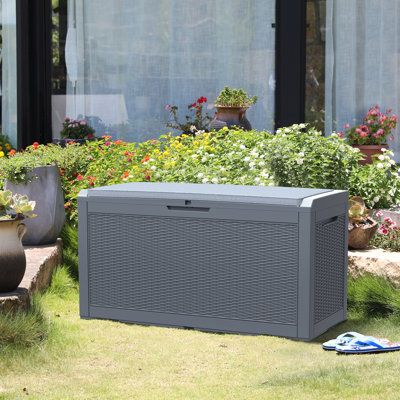 YITAHOME 220 Gallon Water Resistant Resin Lockable Deck Box YITAHOME Color: Gray
