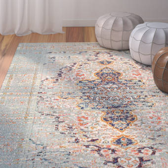 Wrought Studio Burciaga Power Loom Blue Rug Reviews Wayfair Co Uk