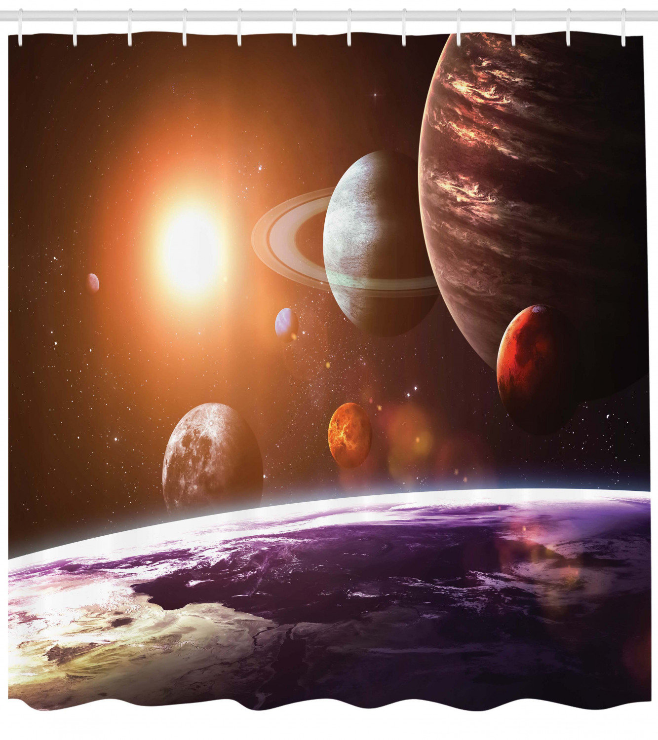 East Urban Home Space View Solar System Shower Curtain Hooks