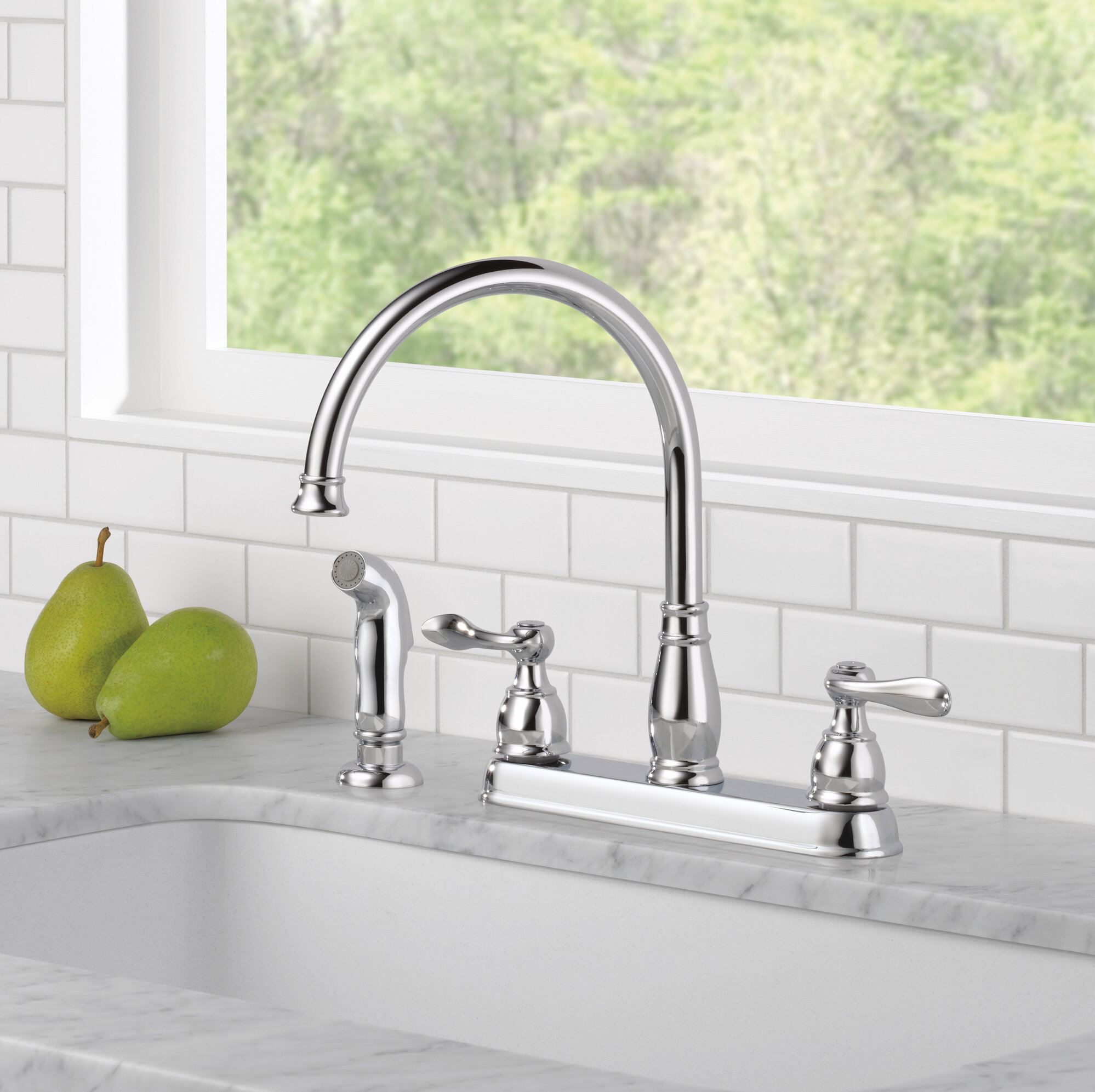 21996lf Ss Ob Delta Windemere Double Handle Kitchen Faucet With