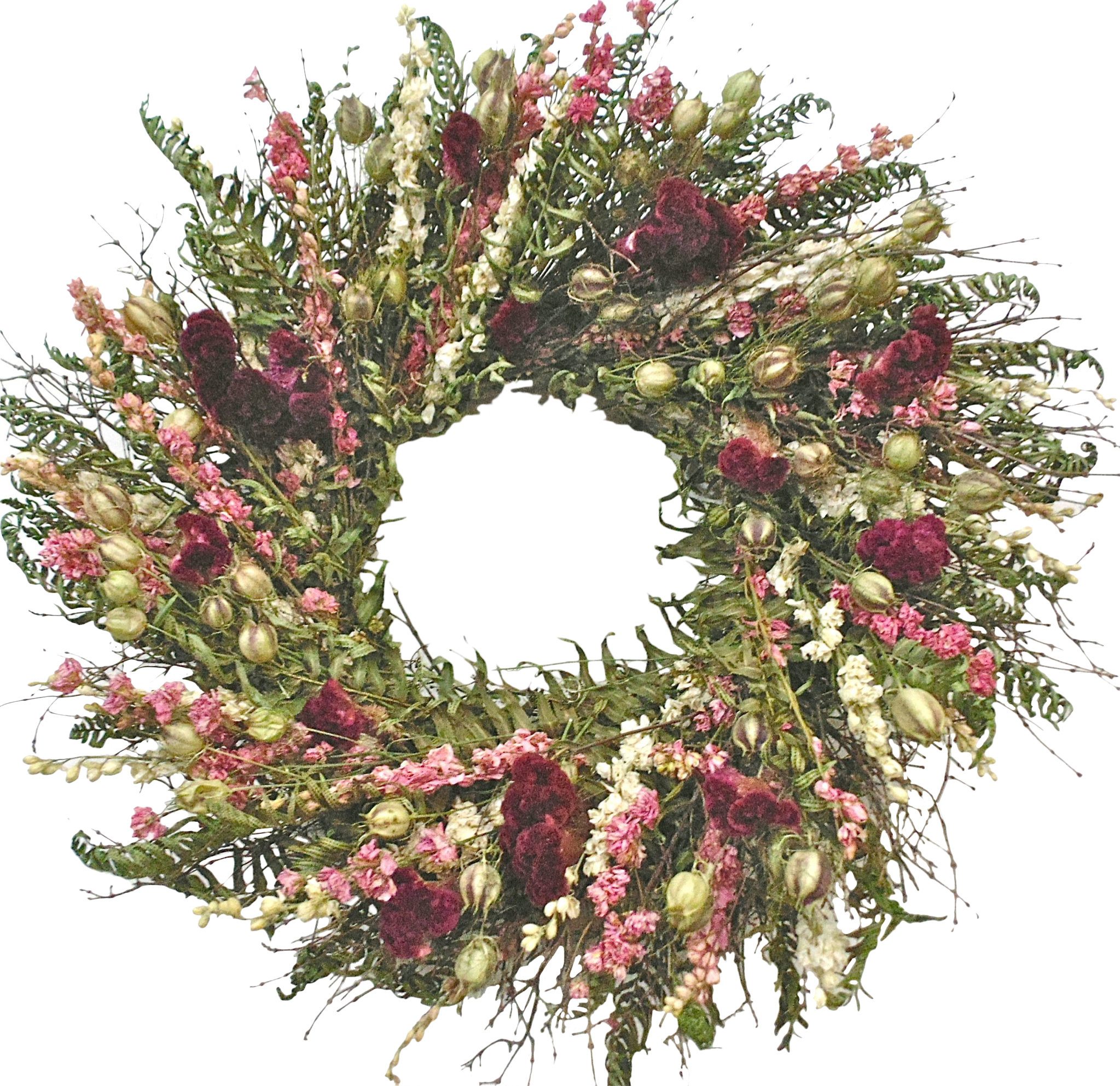 New Primitive Cottage Chic Rustic TWIG GREEN FERN Leaves Candle Ring Wreath