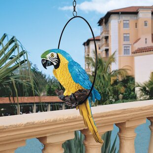 Resin Garden Parrot Statue Vivid Lifelike Outdoor Yard Macaws Decor Ornament
