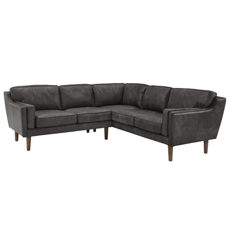 Kingstown Home Hewett 87 5 Genuine Leather Symmetrical Corner Sectional Wayfair