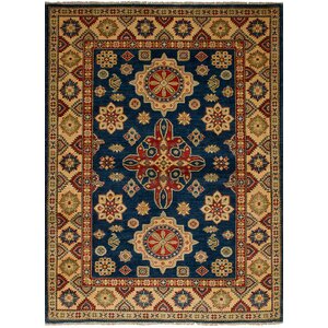 One-of-a-Kind Bernard Hand-Knotted Wool Navy Blue Geometric Indoor Area Rug