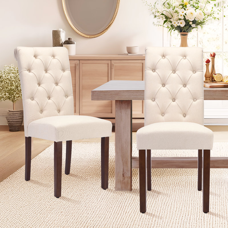 Artemisia Tufted Upholstered Wooden Dining Chairs Upholstery Color: Beige