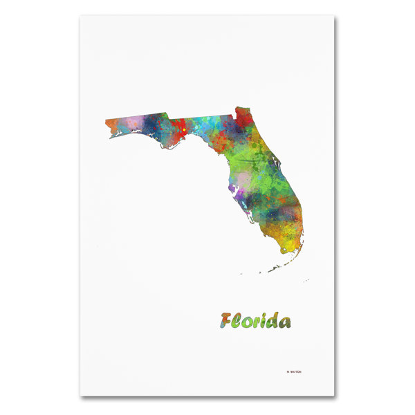 Trademark Art Florida State Map 1 Graphic Art Print On Wrapped Canvas Wayfair