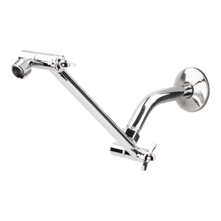 Wall-Mounted Extended Shower Arm with Flange Shower Head Stainless Steel Chrome 