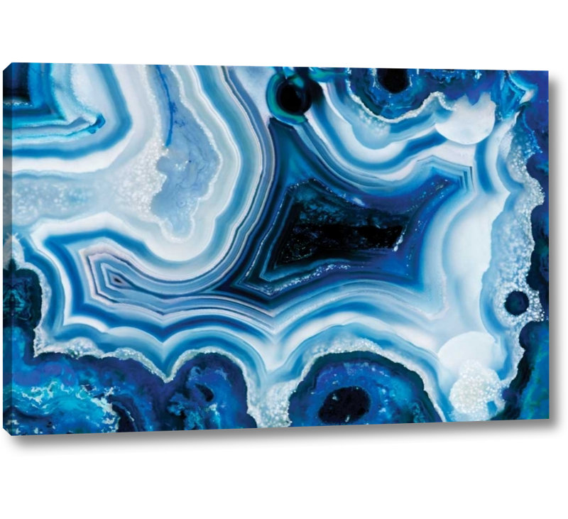 Mercer41 Indigo Agate I Graphic Art Print On Wrapped Canvas