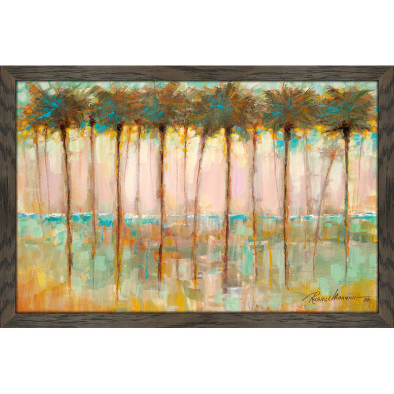 Bay Isle Home Palms At Dusk Framed Oil Painting Print Wayfair