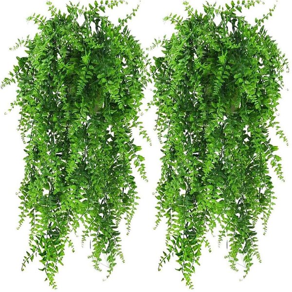 Green Artificial Fern Vine Plastic Faux Foliage Plant Simulation Leaf 33'' 