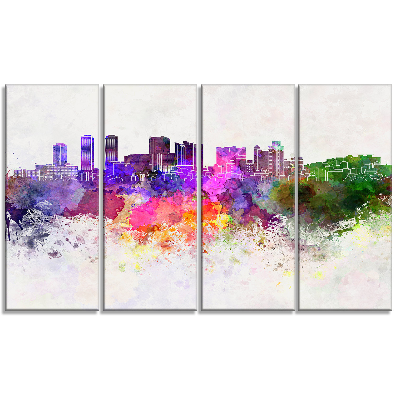Designart Colombo Skyline Cityscape 4 Piece Painting Print On Wrapped Canvas Set Wayfair