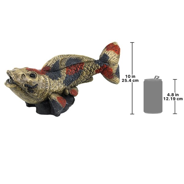 Asian Grace Symbol Spitting Showa Koi Piped Statue Fish Pond Spitter Sculpture 