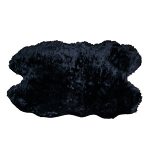 Black Fur Rug Wayfair Anvi Faux Sheepskin Black Area Rug