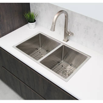 Stylish 32 L X 19 W Double Basin Dual Kitchen Sink With Basket Strainer Wayfair