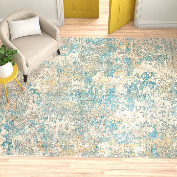 Zipcode Design™ Agdal Abstract Area Rug in Ivory/Teal/Gold & Reviews ...