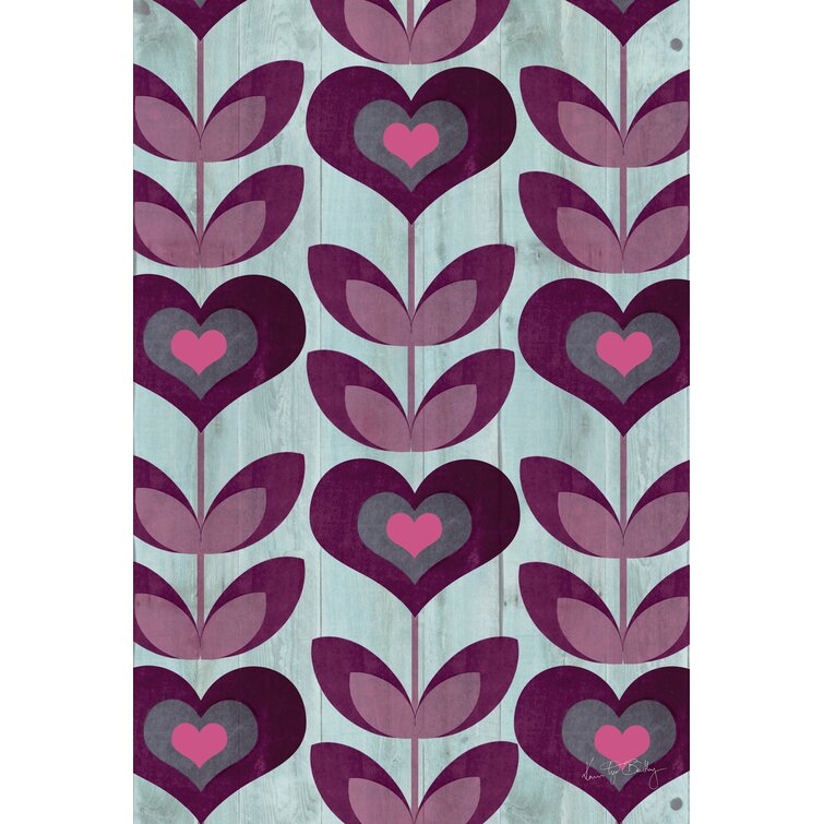Toland Flower Hearts 12.5 x 18 Cute Pink Purple Heart Valentine Garden Flag 