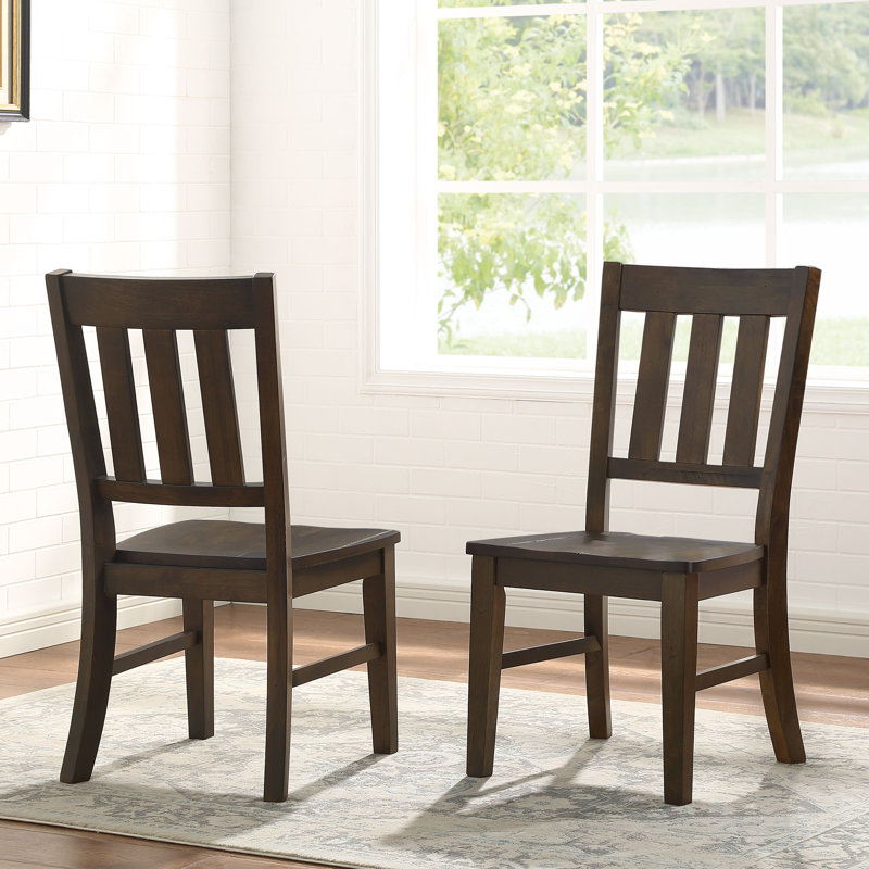 Gracie Oaks Losoya Solid Wood Slat Back Side Chair In Brown Wayfair