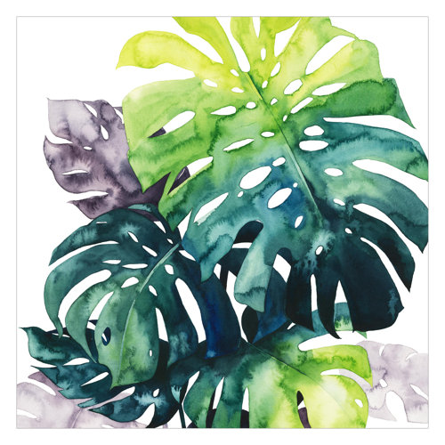 Exotic Foliage Monstera 2.88m x 2.88m Textured Matt Peel & Stick Wall Mural East Urban Home
