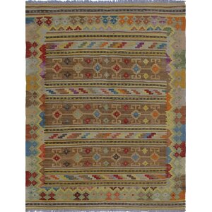 Vallejo Kilim Hand Woven Wool Beige/Brown Southwestern Area Rug