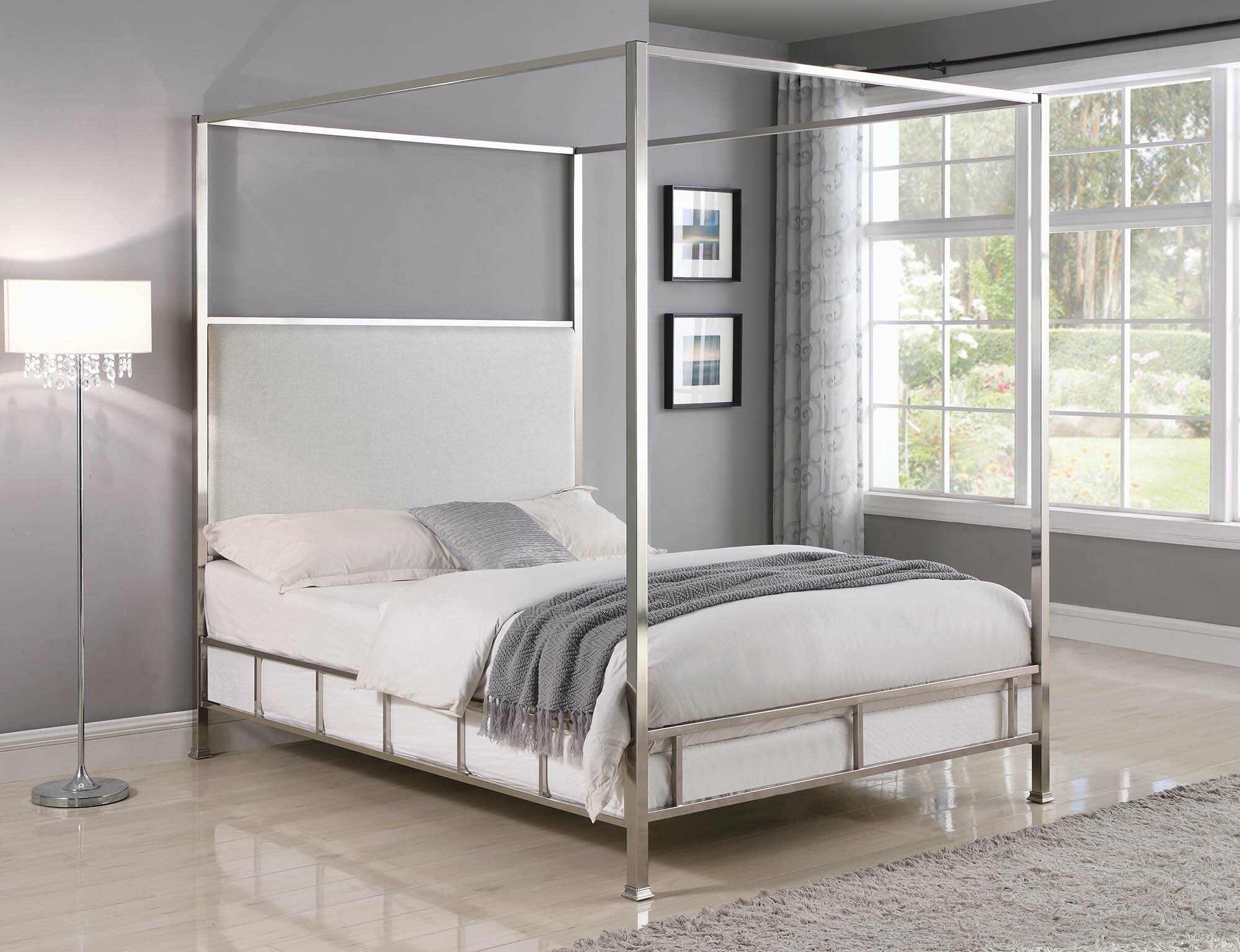 Everly Quinn Brimfield Upholstered Canopy Bed Wayfair